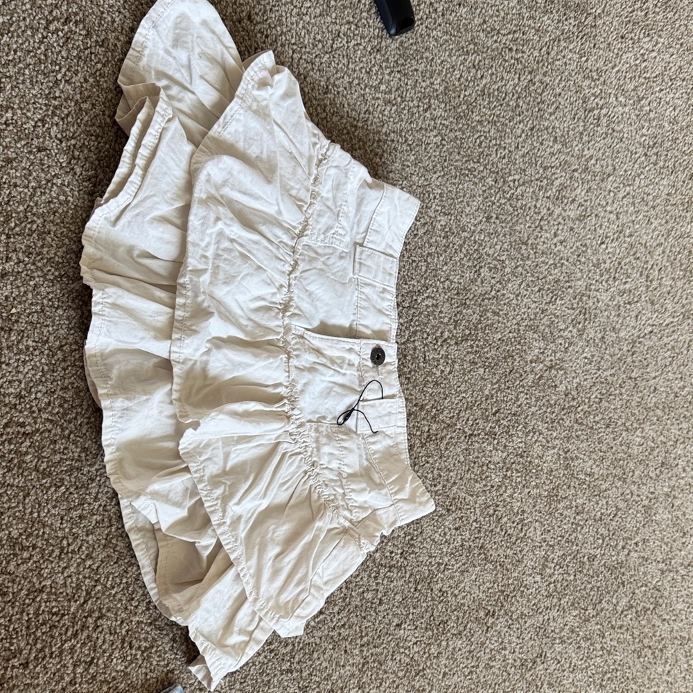 Bershka Cream Ruffled Tiered Mini Skirt